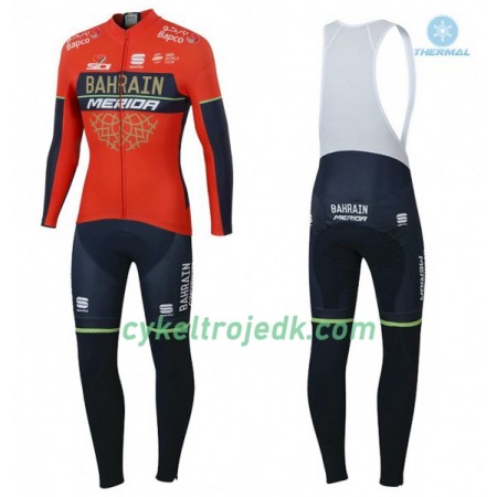 Cykeltøj Langærmet Vinter + Bib Cykelbukser Dame 2018 Bahrain-Merida N001